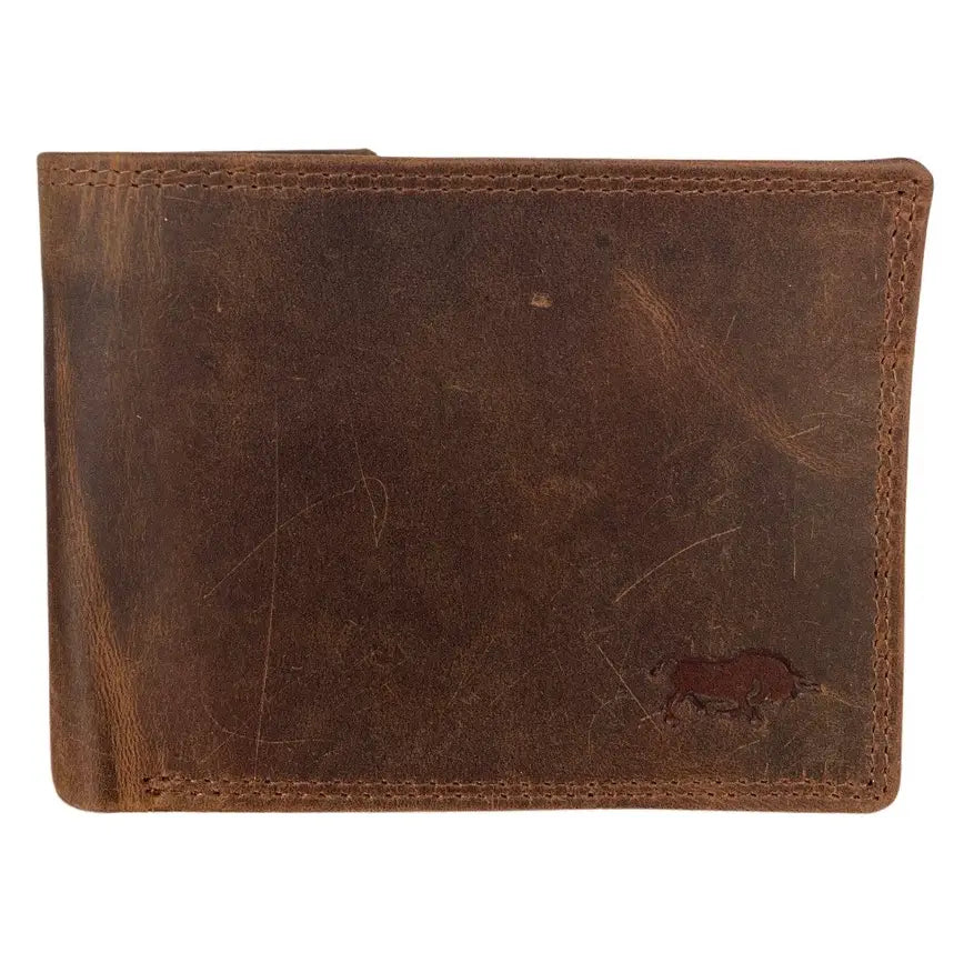 Buffalo Leather Bifold Wallet with Coin Pocket