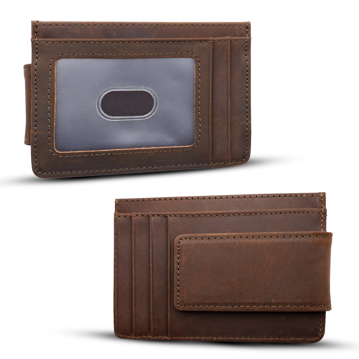 Leather Wallet with Magnet Clip