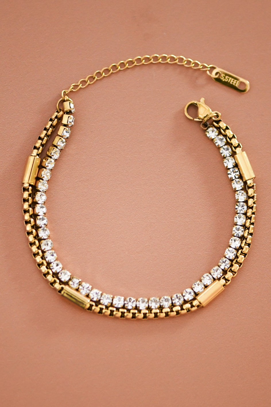 18K Non-Tarnish Stainless Steel Tennis Bracelet