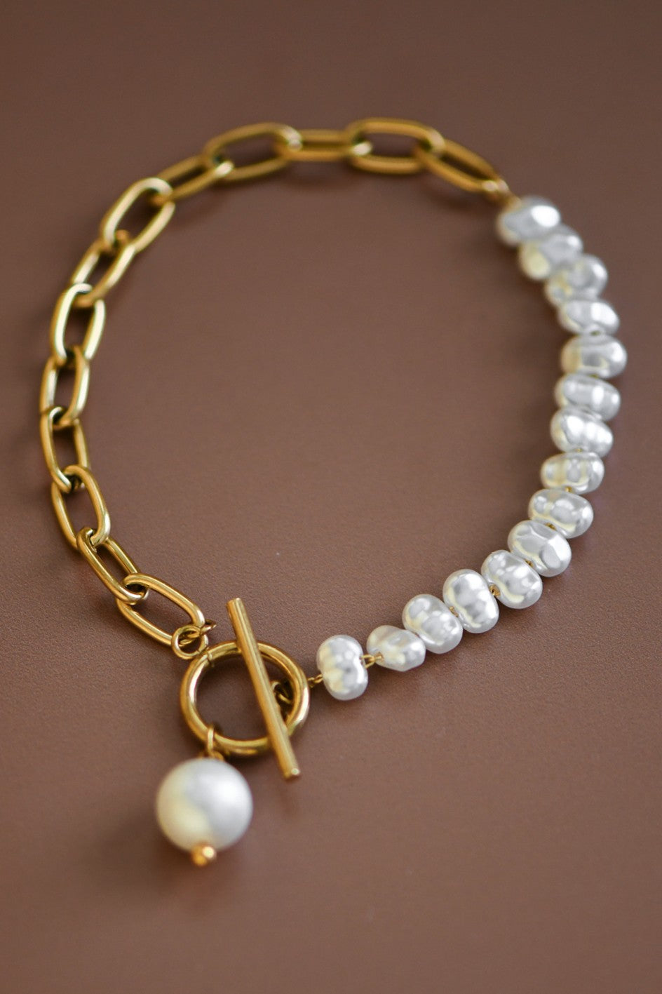 18K Non-Tarnish Stainless Steel Pearl Bracelet