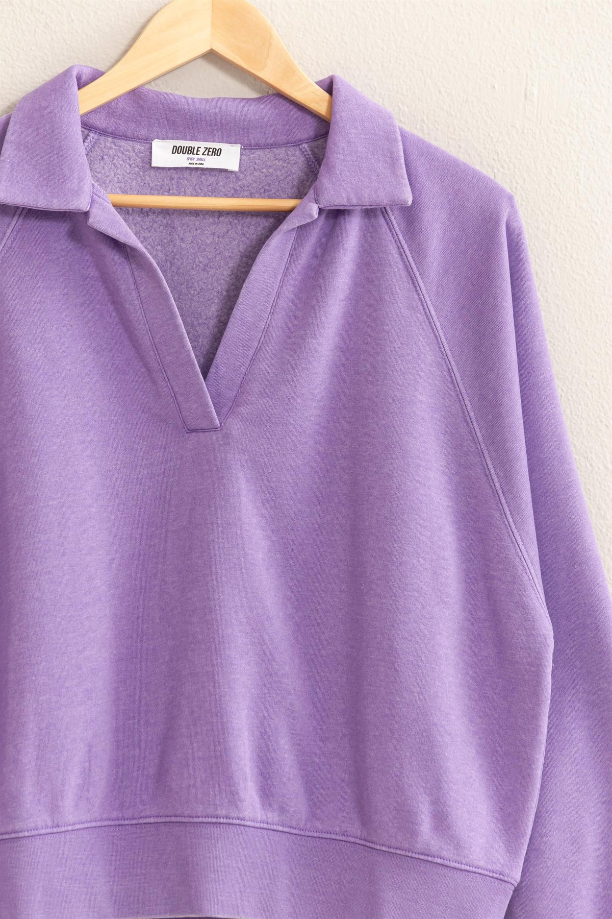 Lavender Collared V-Neck Sweatshirt