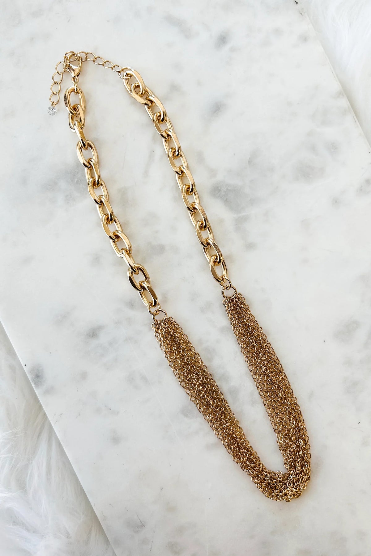 Gold Chain w Multi Chain Necklace