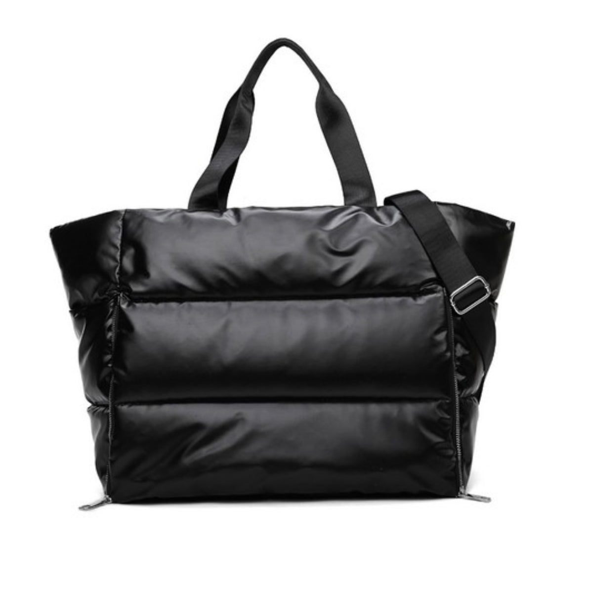 black quilted travel tote bag Jet Lag Quilted Travel Tote