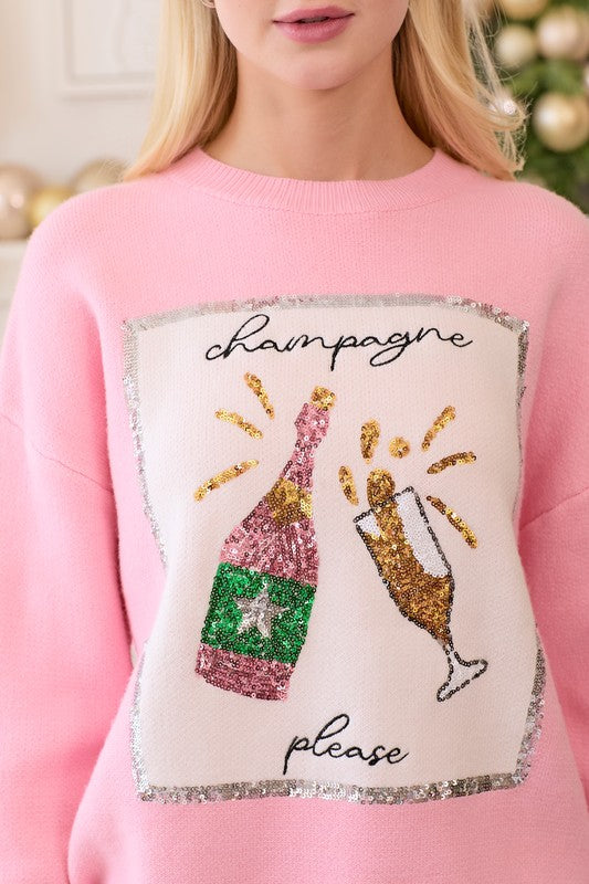 Sequin 'Champagne Please' Sparkle Sweater