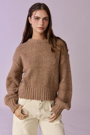 (Mocha) Everlee Loose Fit Soft Sweater Top