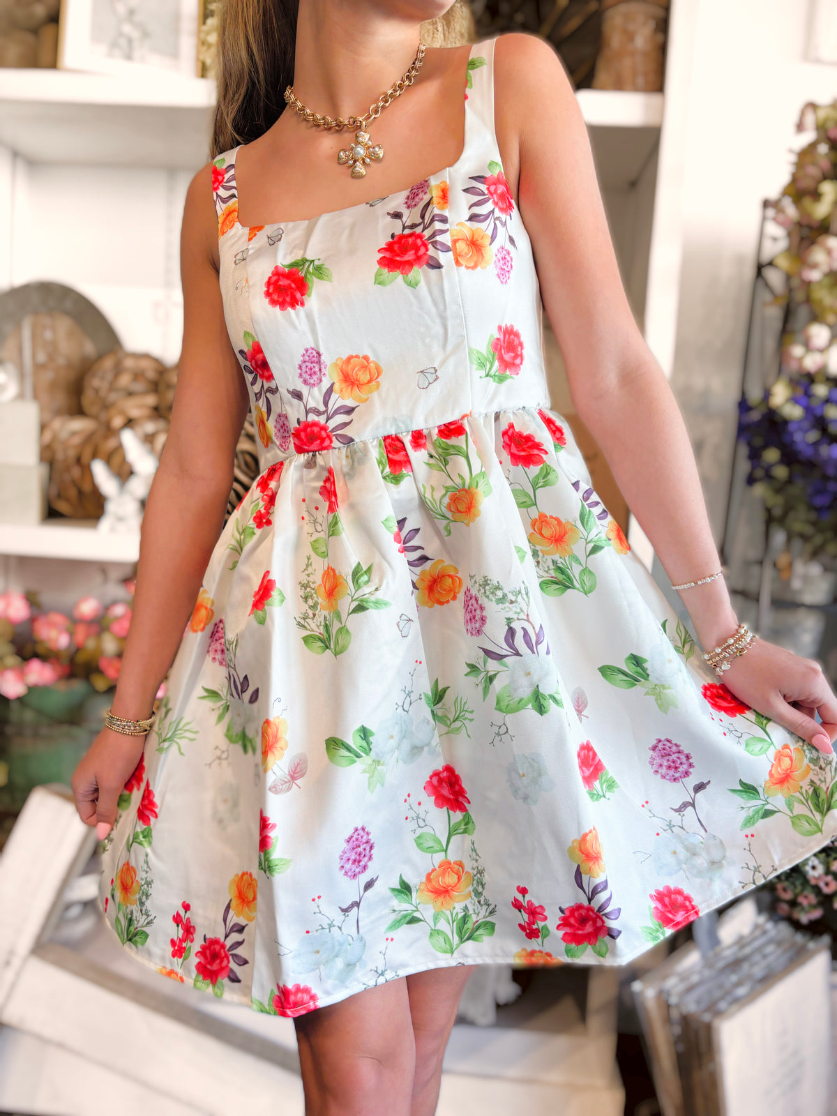Floral Fantasy Fit and Flare Mini Dress Large Floral Fantasy Fit and Flare Mini Dress Large