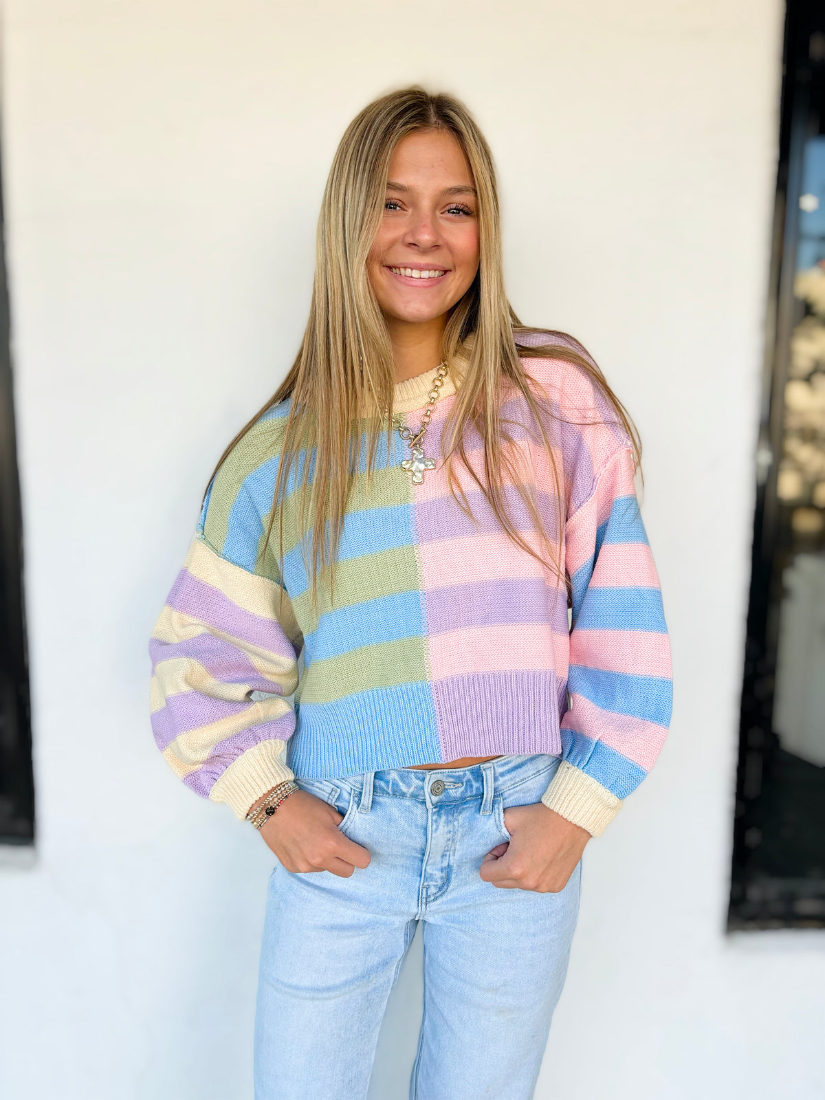 Pastel Multi Color Striped Sweater