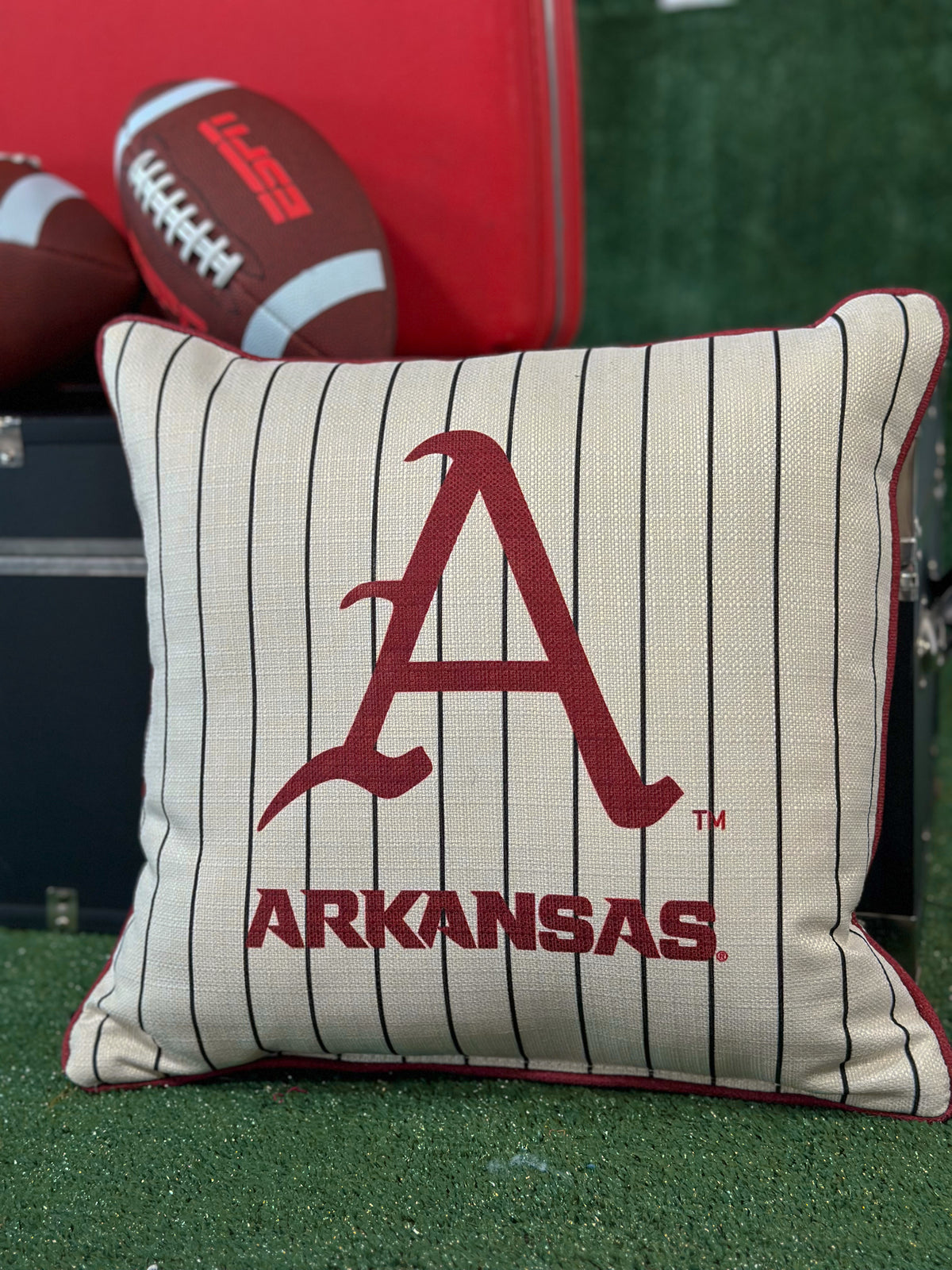 Arkansas Baseball Pinstripe Pillow