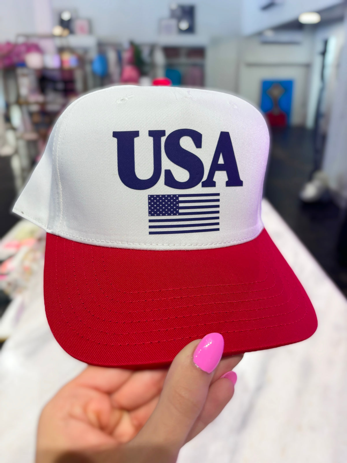 USA Flag Hat - White/Red -  *final sale*