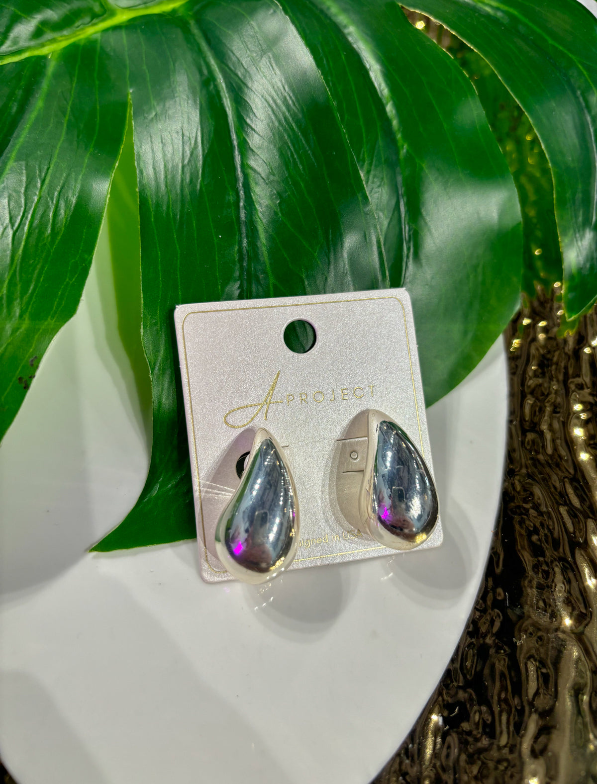 Silver Tear Drop Earrings - Large