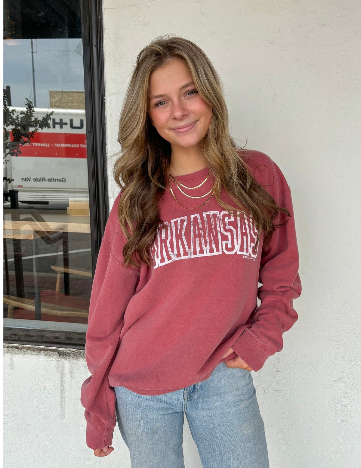 Arkansas Arch Outline Sweatshirt - RED