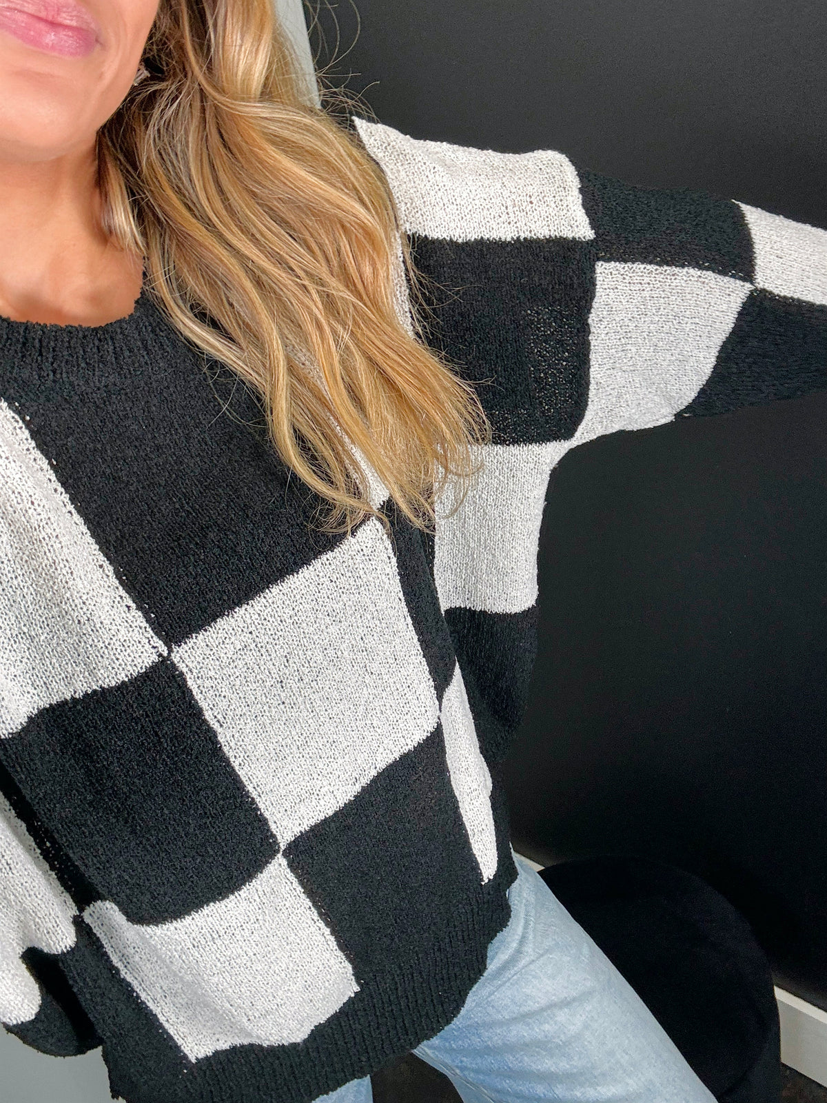 Black + White Checkered Sweater