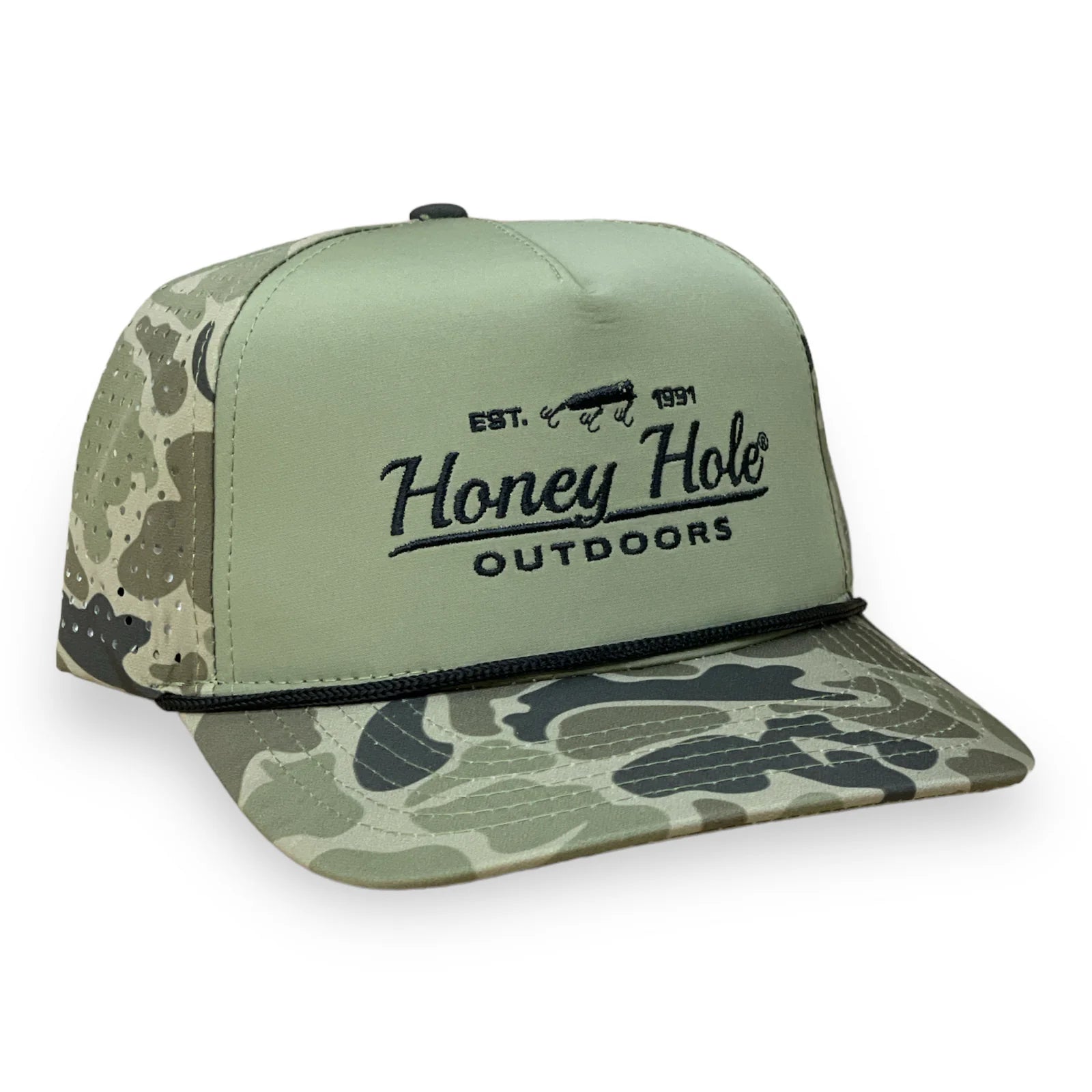 Honey Hole Hole-In-One Rope Trucker Hat for Men in White at Glik's , Os