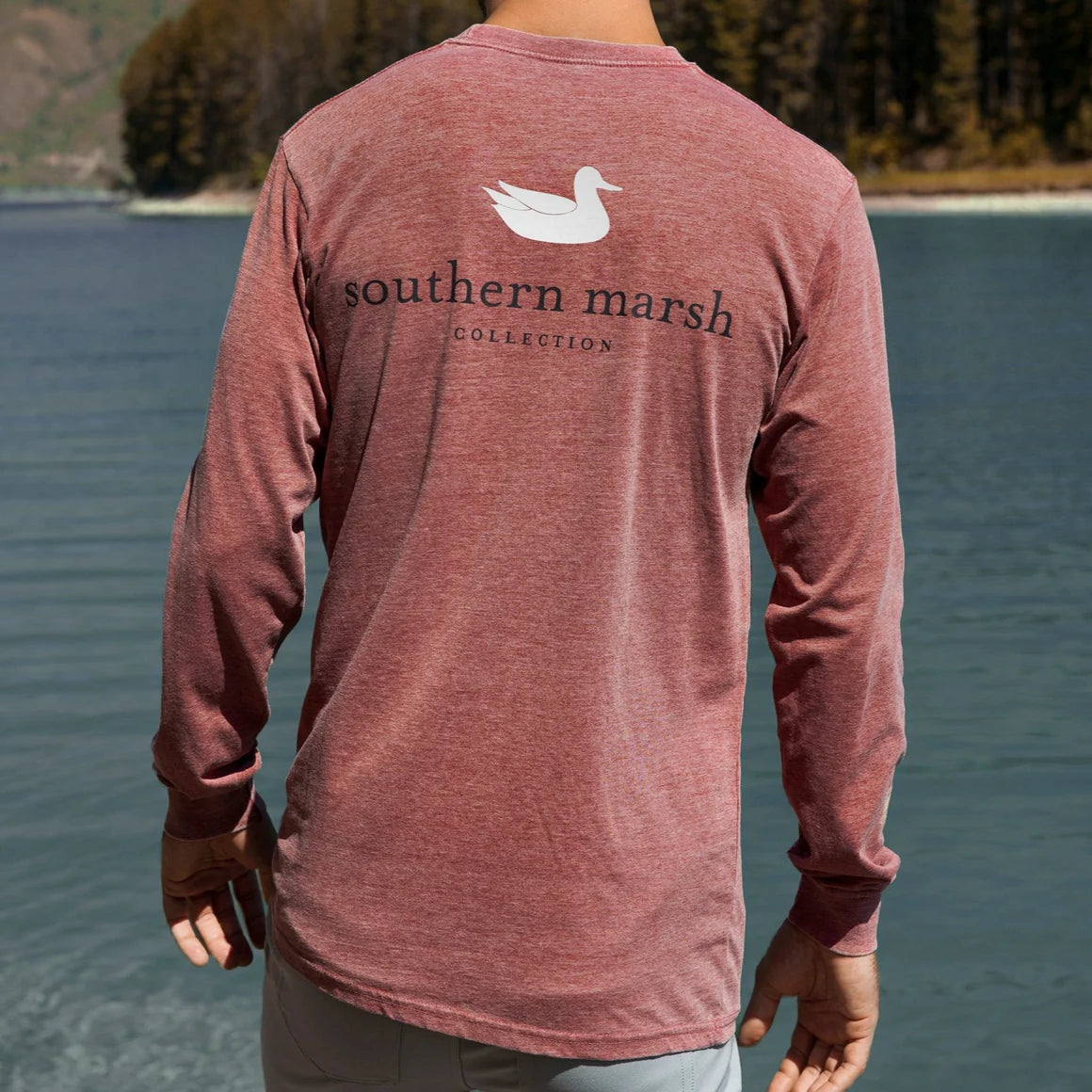 Southern Marsh SeaWash Authentic LS Tee - Crimson Red