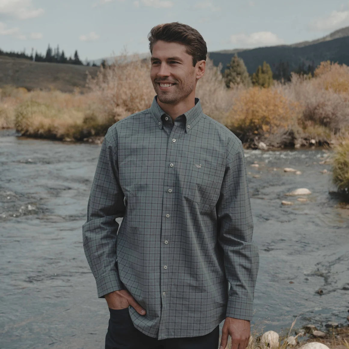 Southern Marsh Oak Grove Washed Gingham Dress Shirt Slate and Midnight Gray / Medium Southern Marsh Oak Grove Washed Gingham Dress Shirt Slate and Midnight Gray / Medium