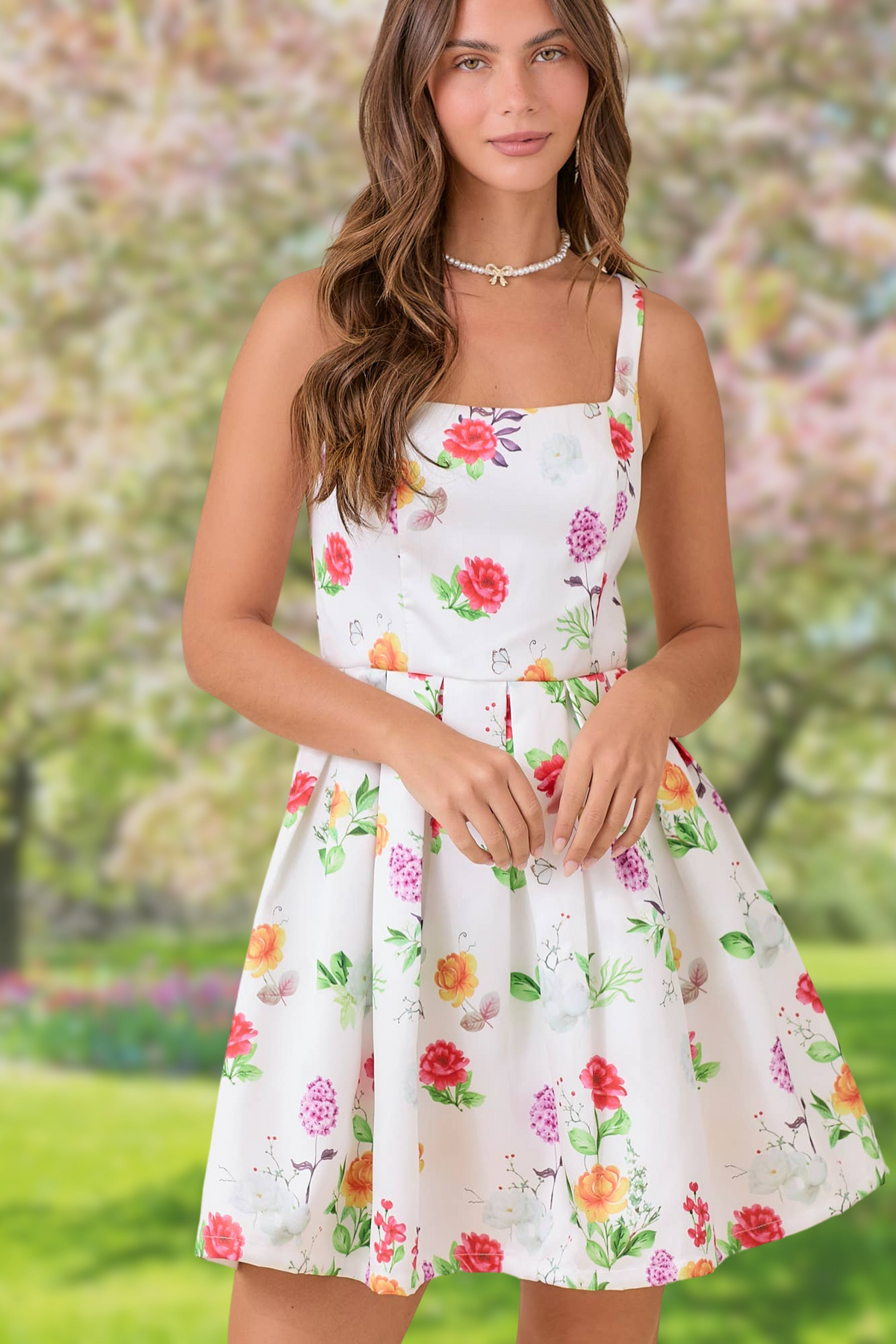 Floral Fantasy Fit and Flare Mini Dress Large Floral Fantasy Fit and Flare Mini Dress Large