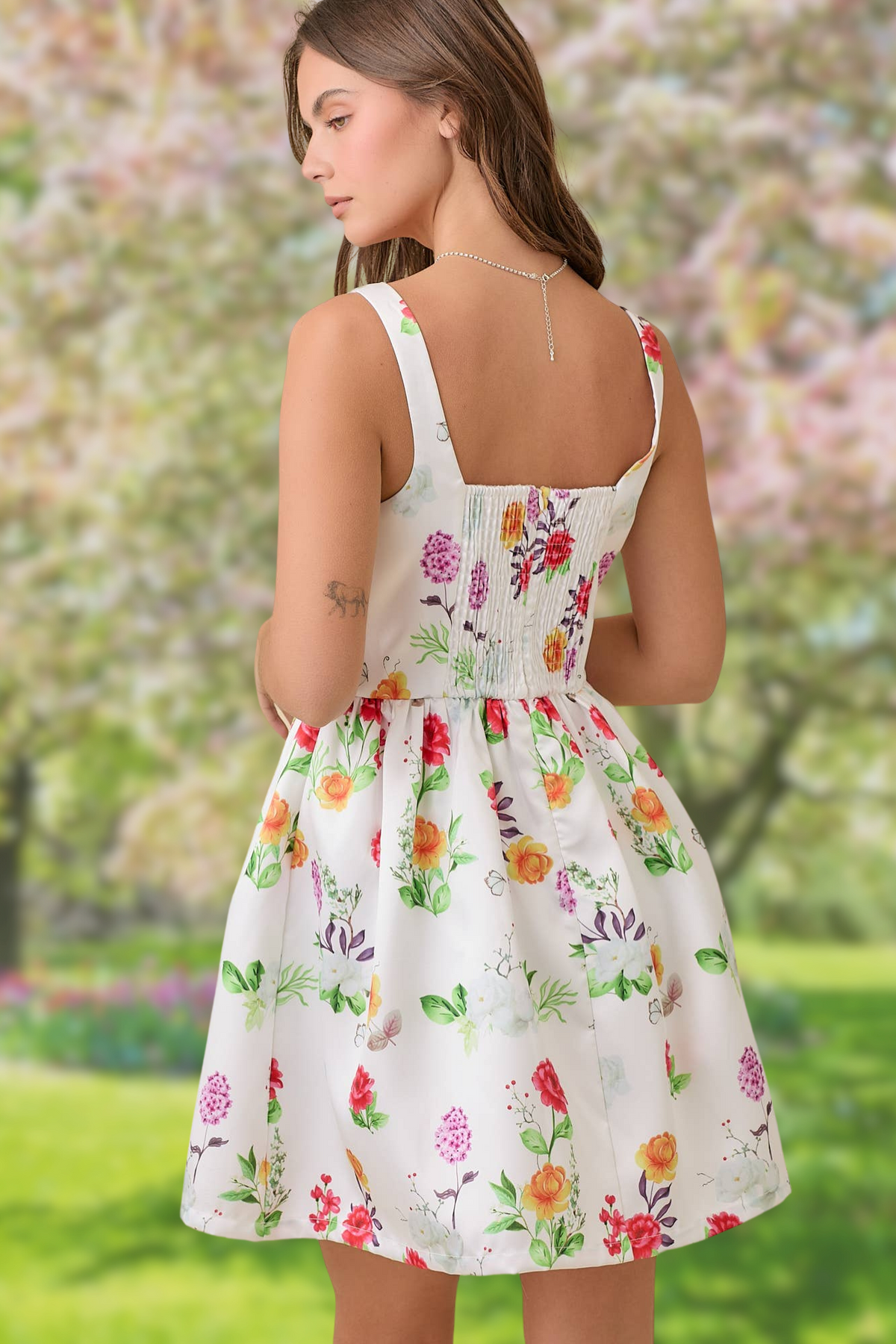 Floral Fantasy Fit and Flare Mini Dress Large Floral Fantasy Fit and Flare Mini Dress Large