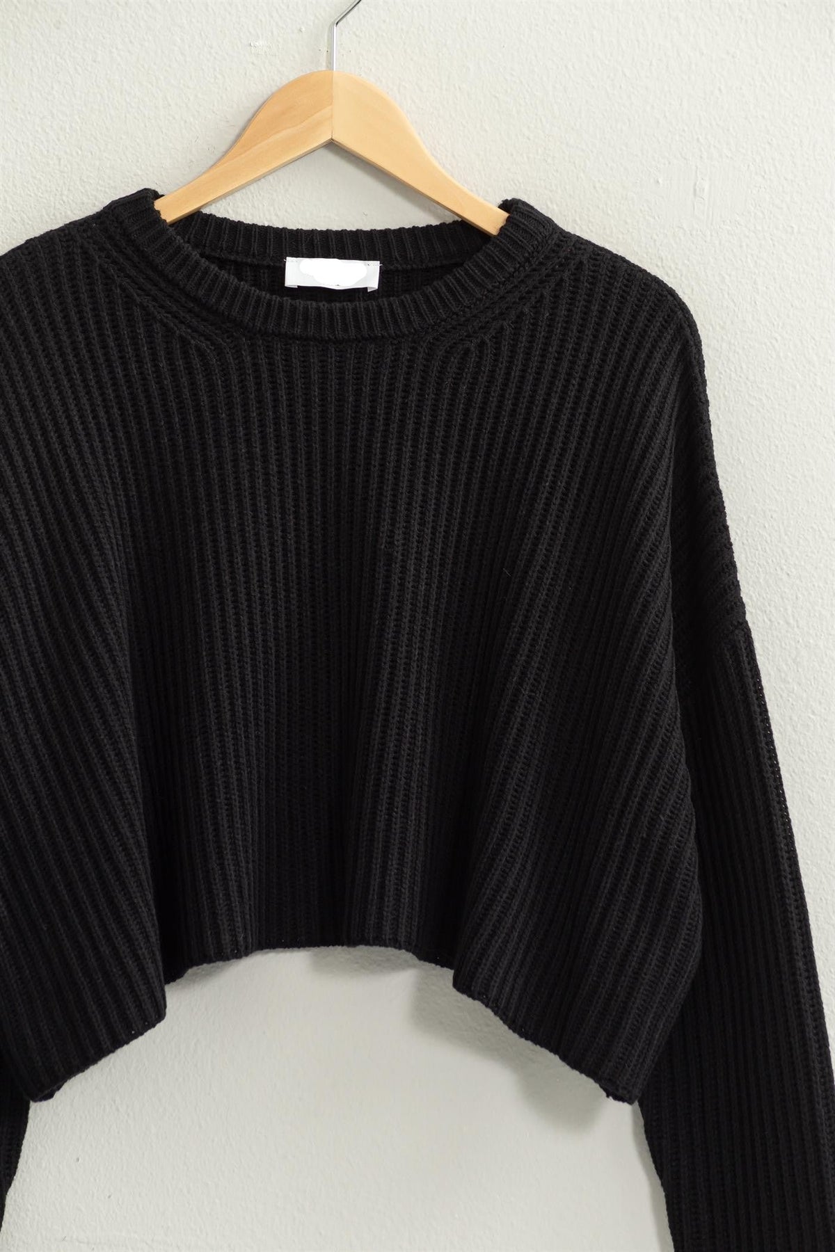 Black Crewneck Knit Sweater