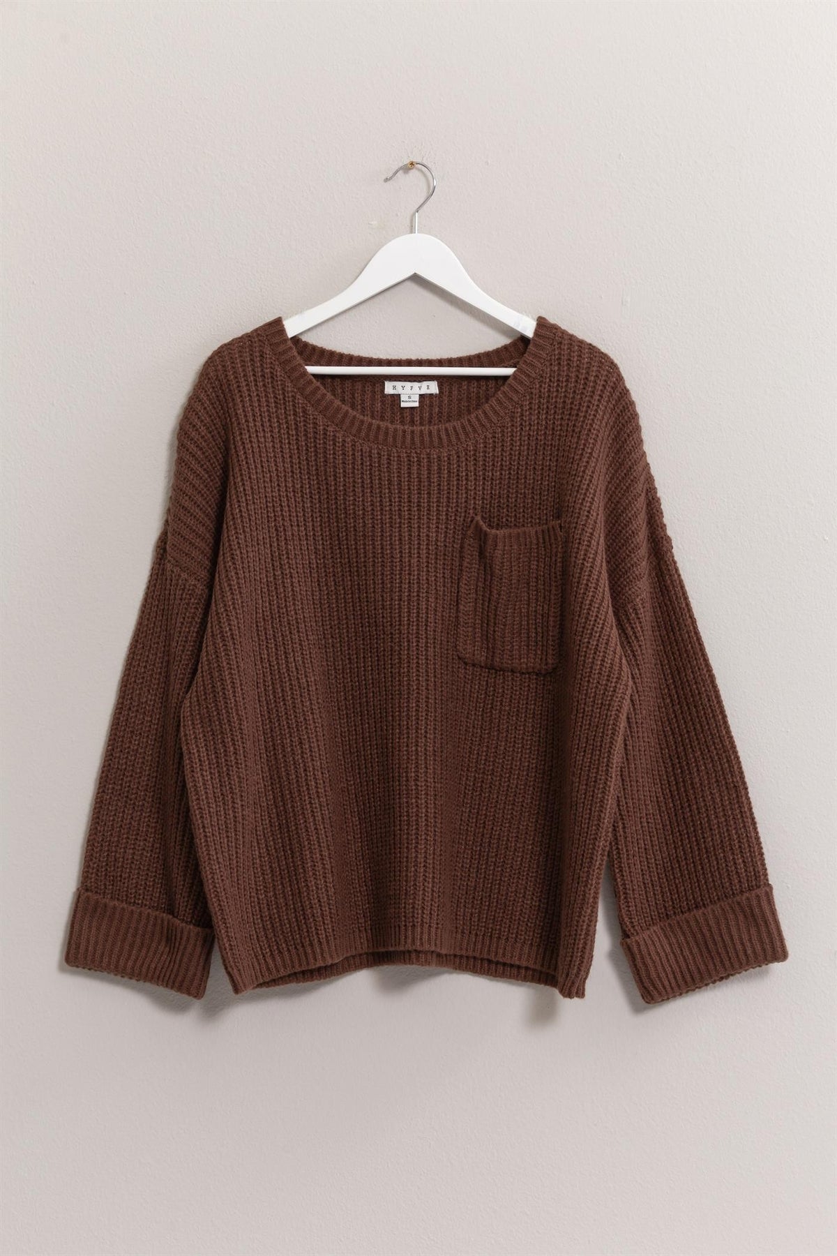 Round Neck Oversized Sweater Brown