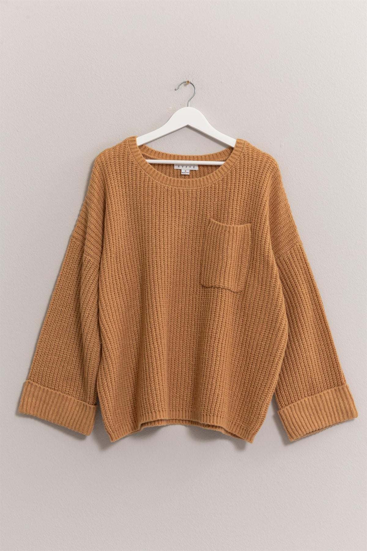 Round Neck Oversized Sweater Camel