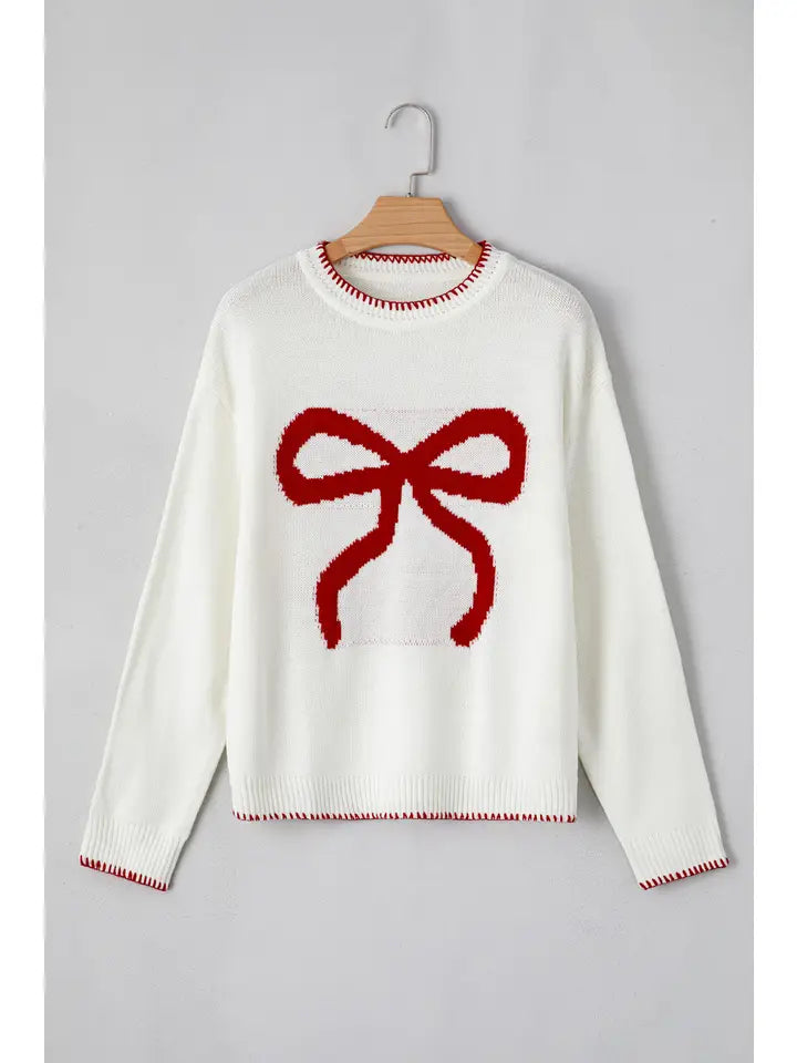 Knitted Bow Sweatshirt