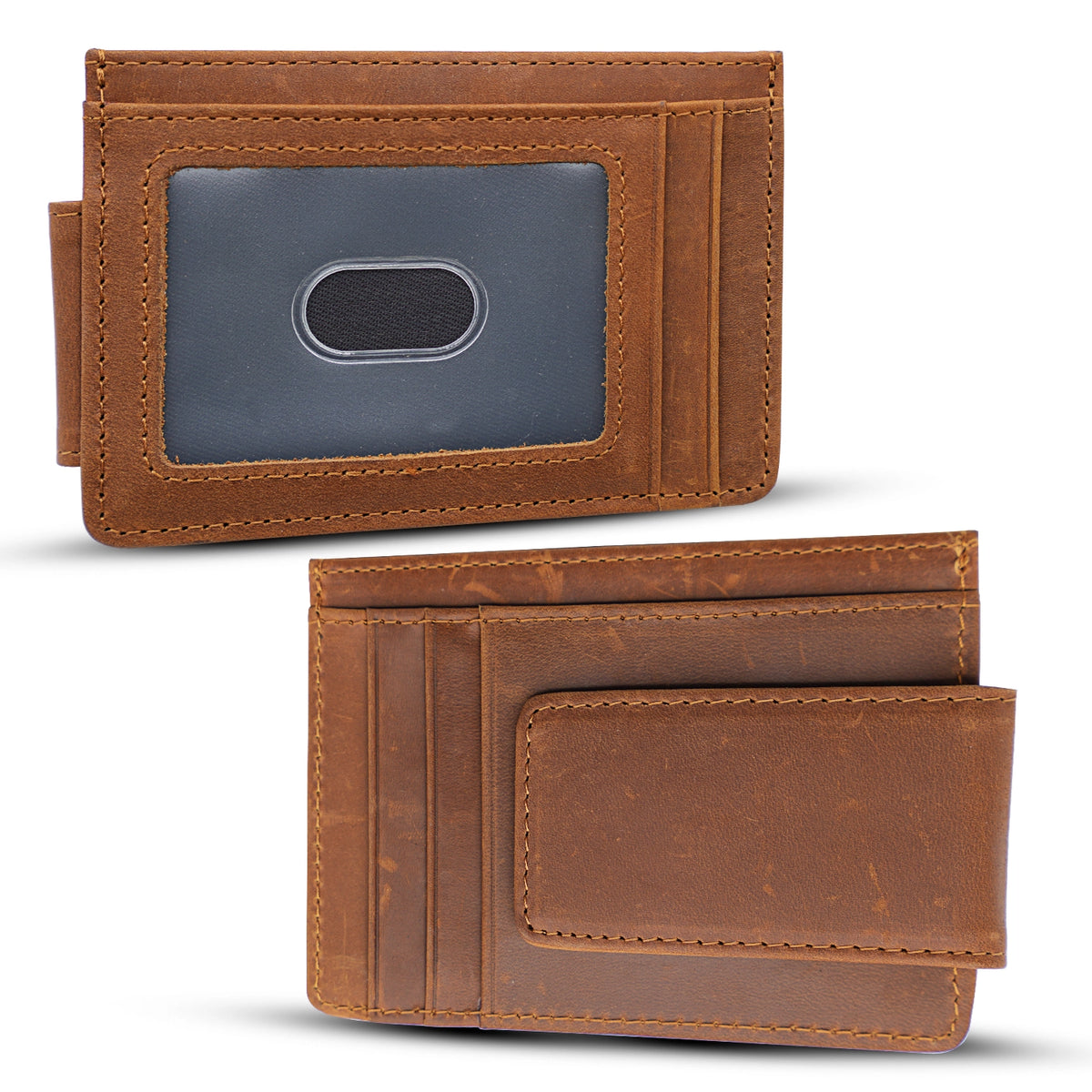 Leather Wallet with Magnet Clip
