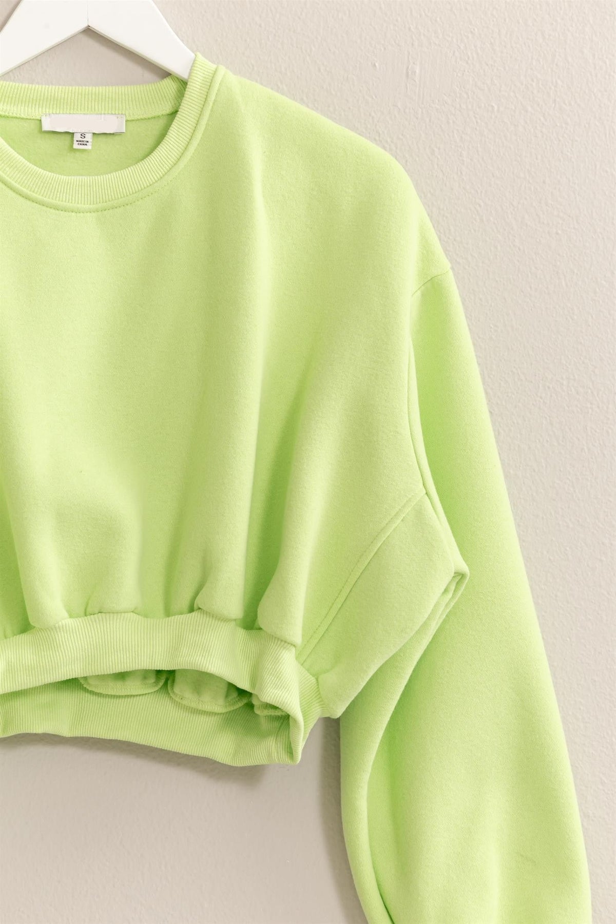 Bright Cropped Sweatshirt - Lime Green