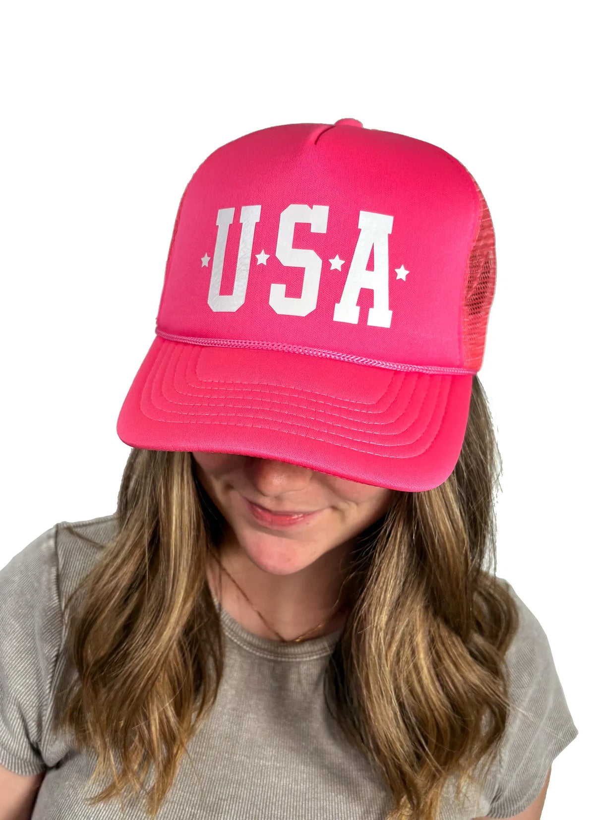Hot Pink USA Hat